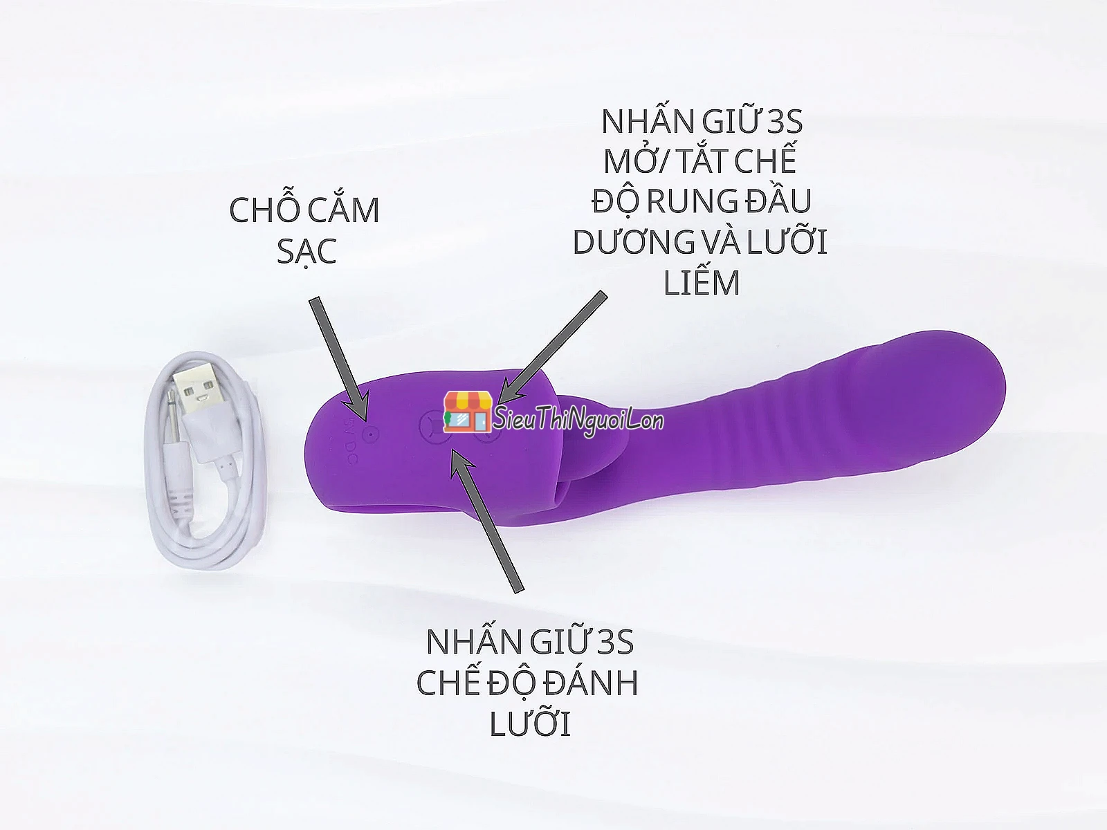 Dương vật giả rung liếm lưỡi 2 trong 1 mang đến trải nghiệm đa điểm