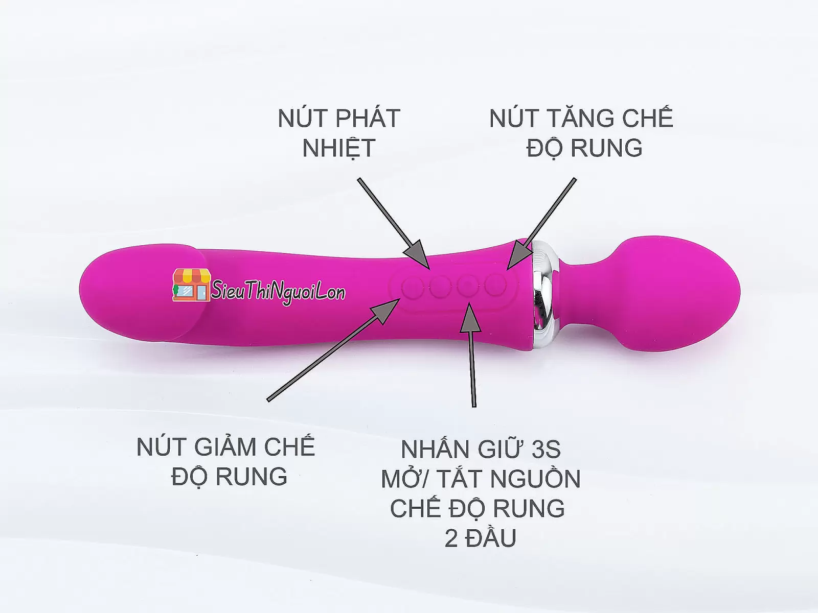 Máy massage điểm G rung 2 đầu Double End ấm nóng pin sạc