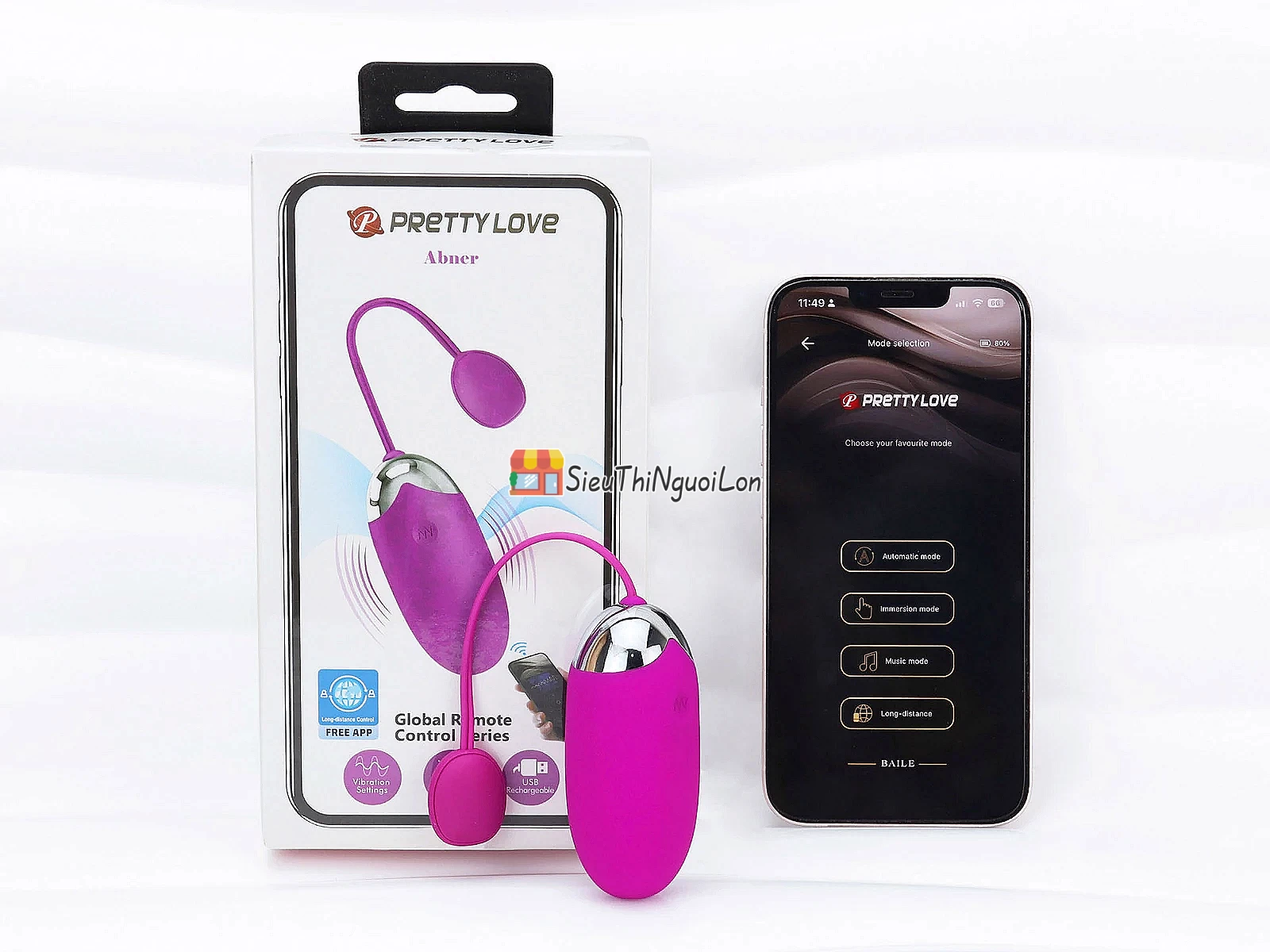 Trứng rung tình yêu cực mạnh Pretty love Abner điều khiển bằng smartphone