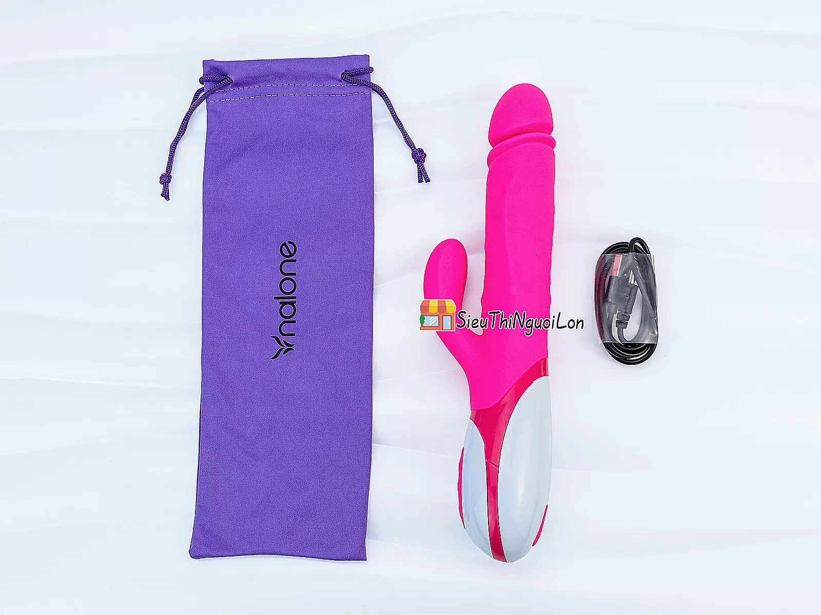 Dương vật giả Nalone Wave ấm nóng cao cấp có bi rung giật pin sạc