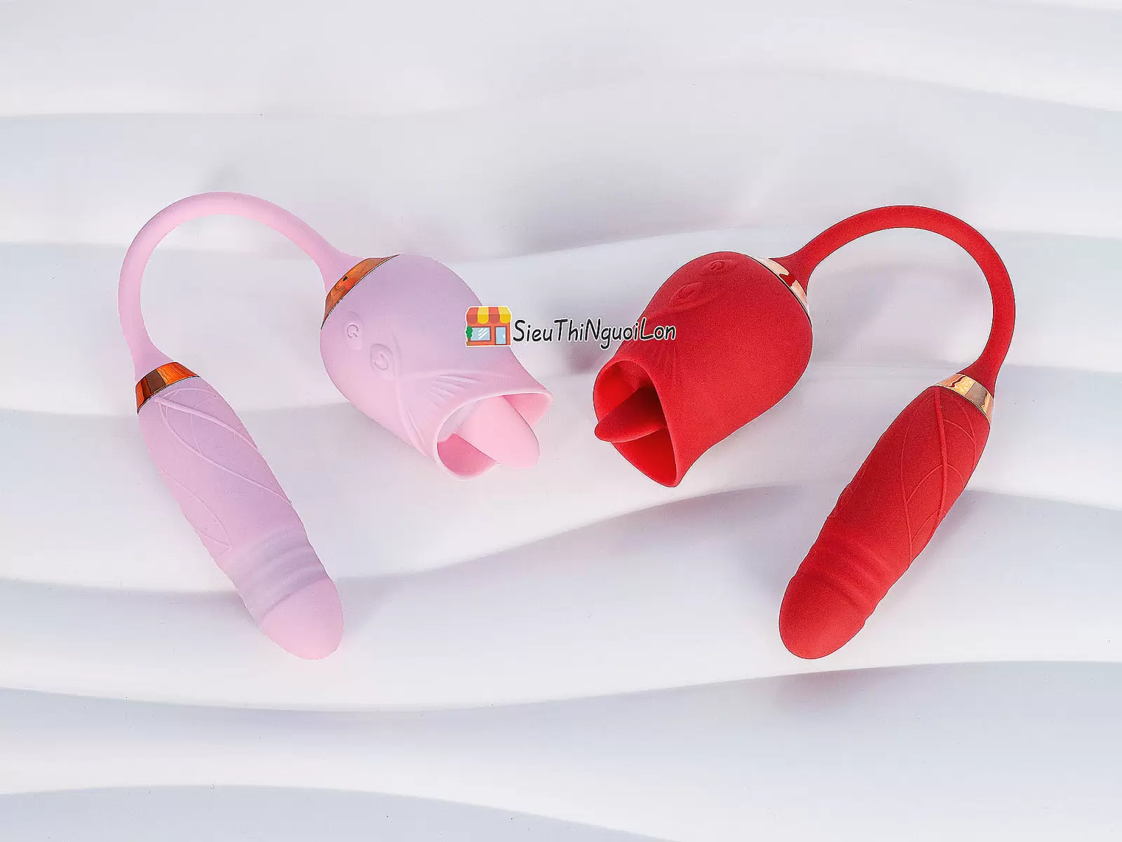 Trứng rung hoa hồng hai đầu lưỡi liếm và trứng rung thụt