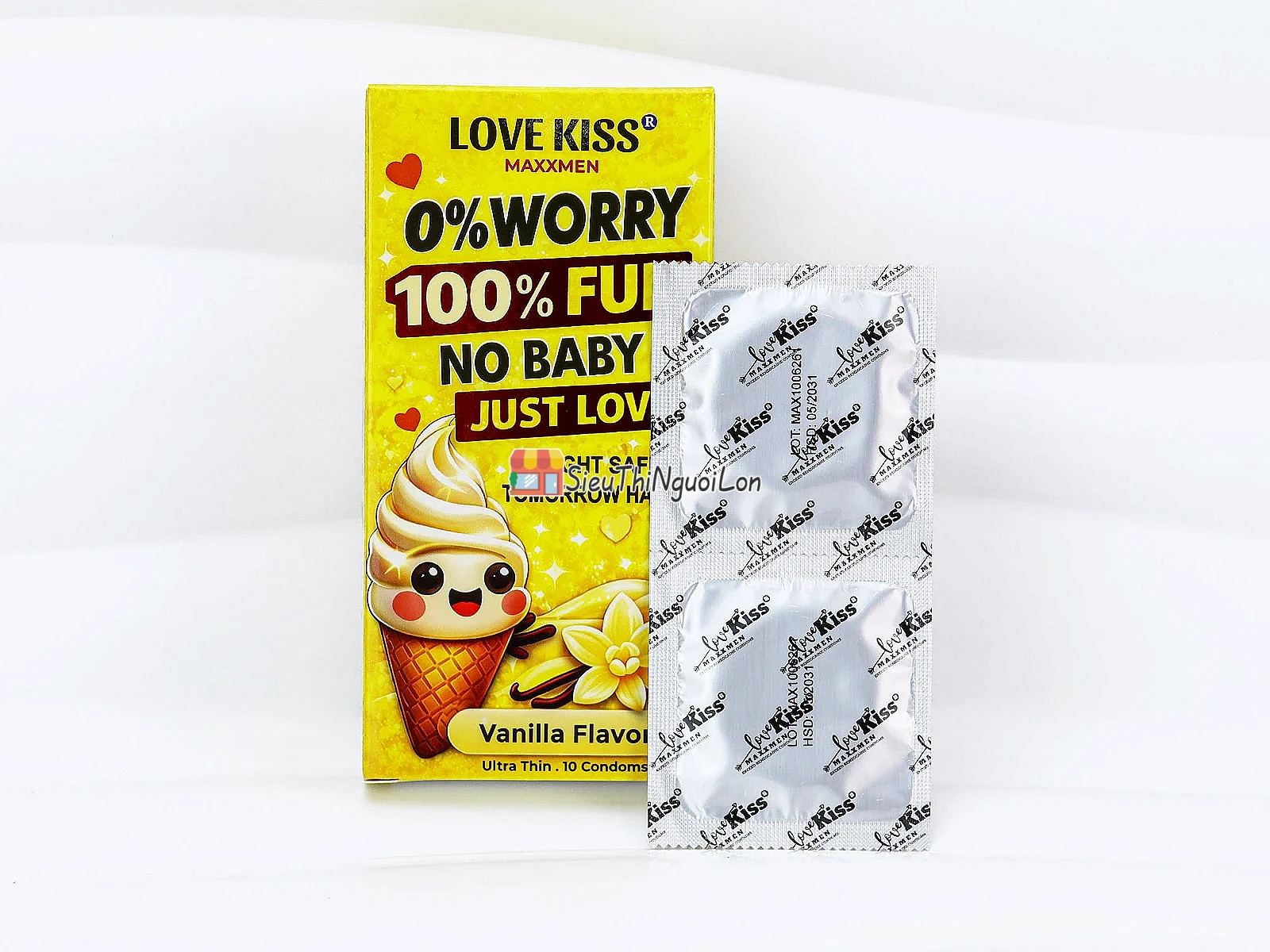 Bao cao su LOVE KISS Vanilla Flavor siêu mỏng hương vani ngọt ngào