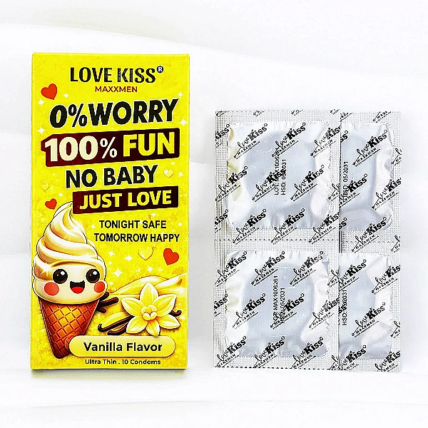 Bao cao su LOVE KISS Vanilla Flavor siêu mỏng hương vani ngọt ngào