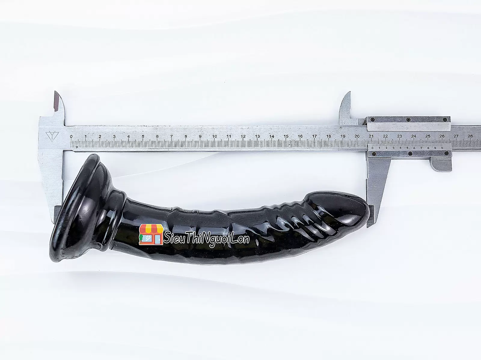 Dương vật giả có đế uốn cong silicon màu đen