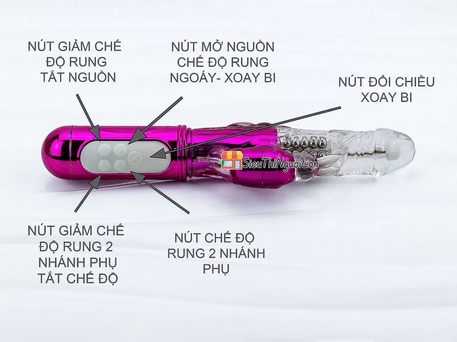 Dương vật giả 3 đầu Libo rung-xoay bi pin sạc