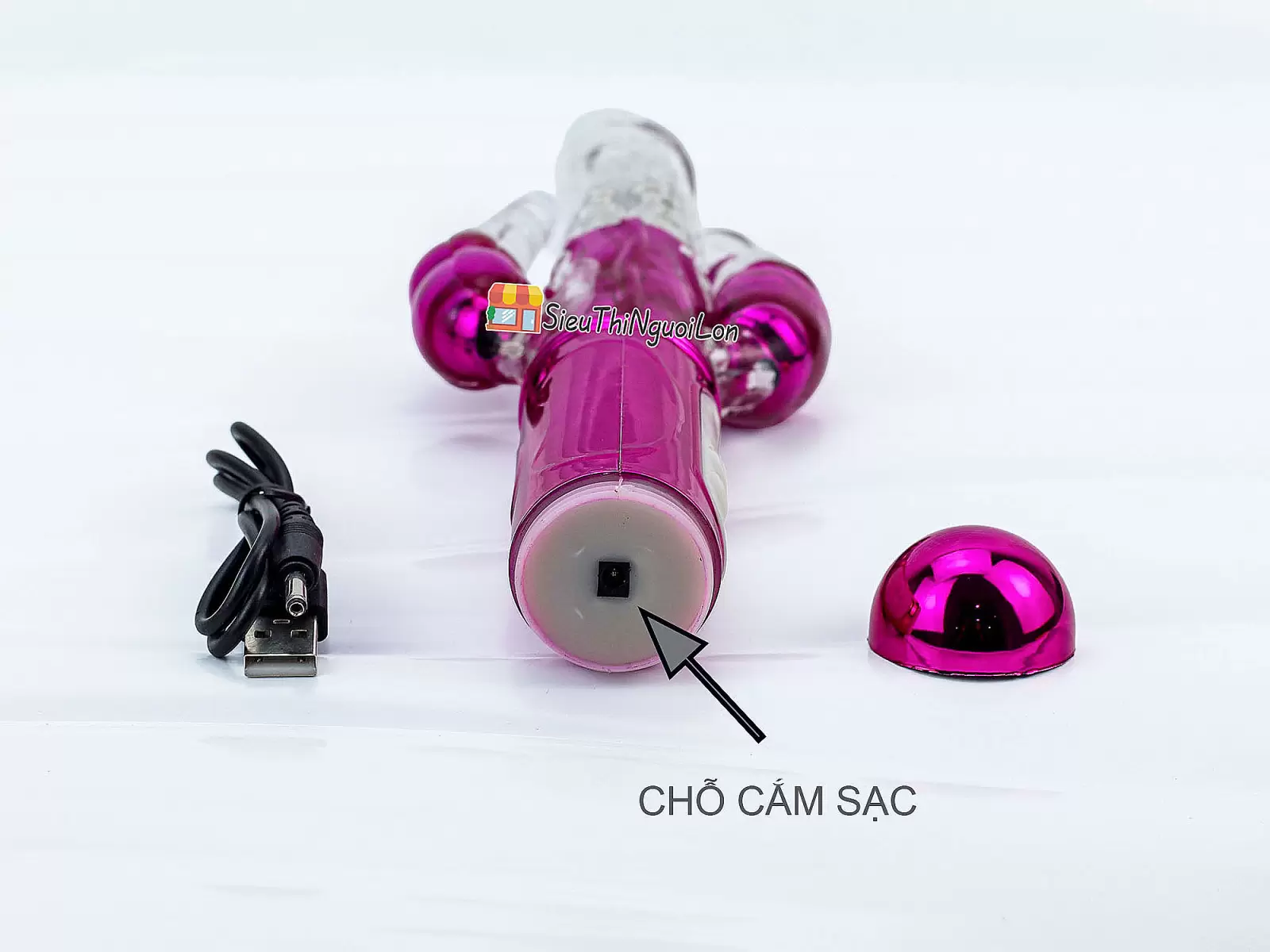 Dương vật giả đa năng 3 đầu Libo rung-xoay bi pin sạc