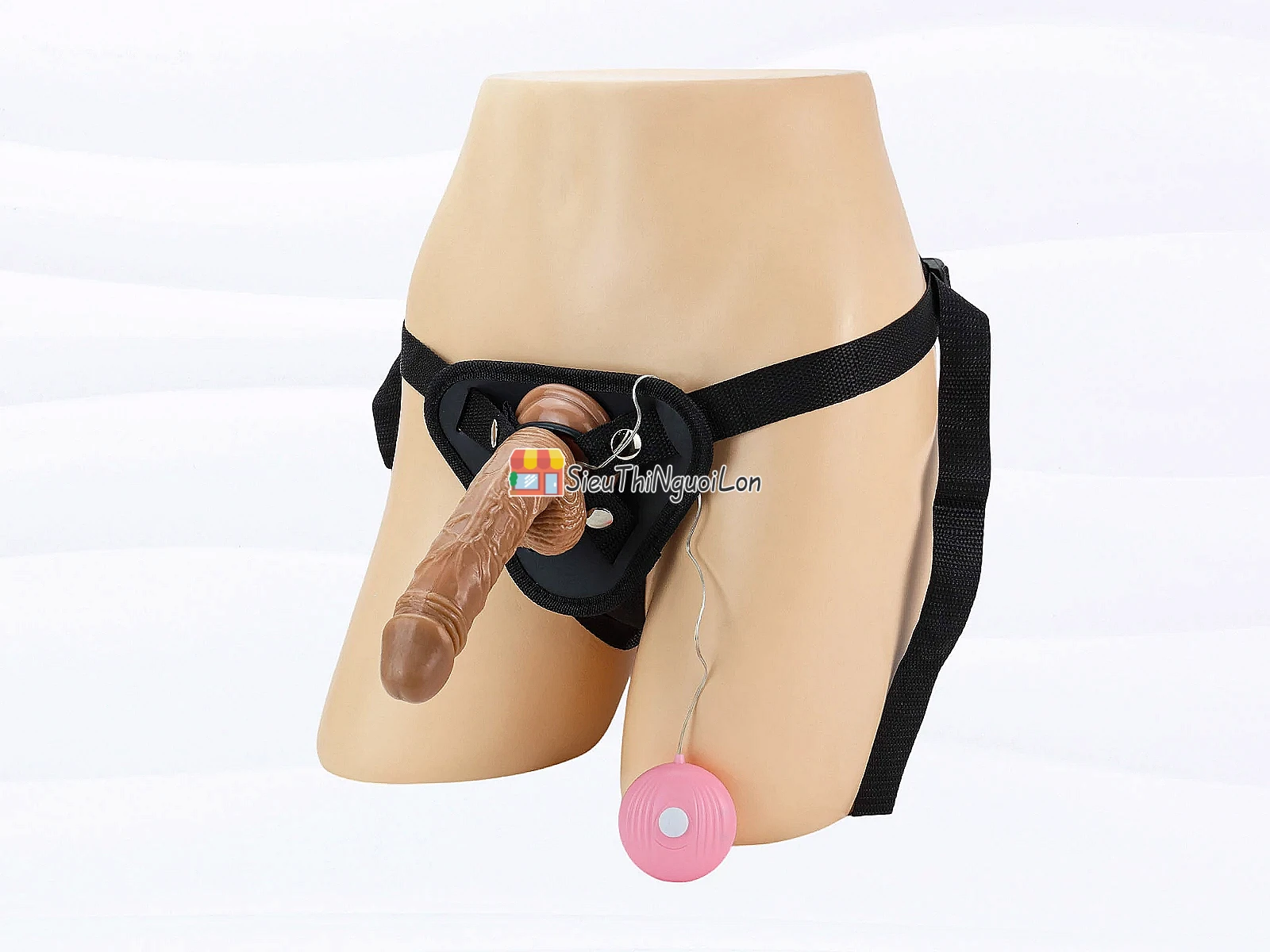 Dương vật giả dây đeo có bìu kèm điều khiển rung nhiều chế độ