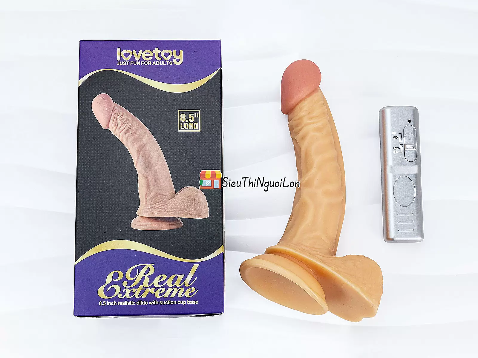 Dương vật giả có đế Lovetoy Real Extreme 8.5inch rung kèm điều khiển