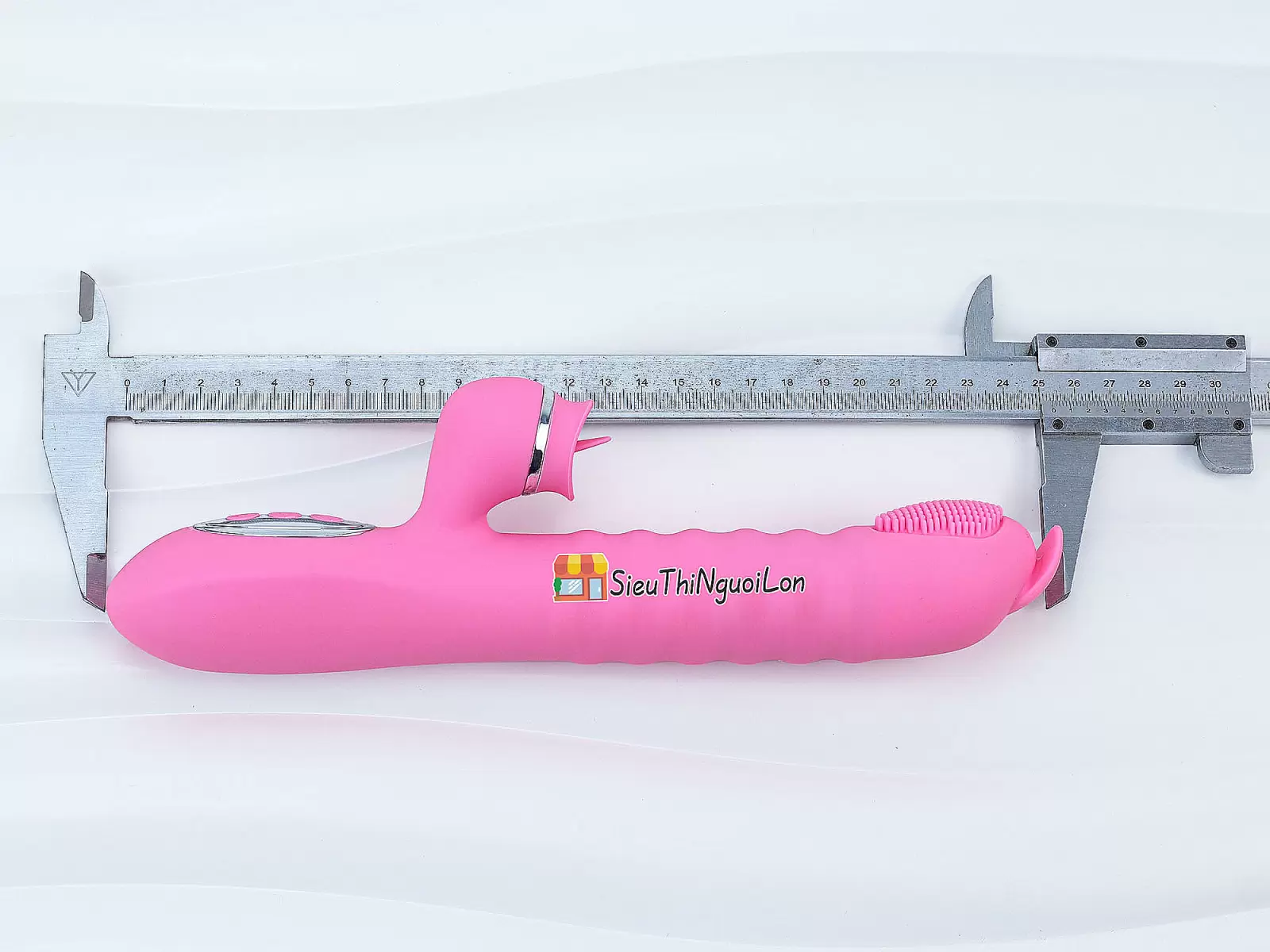 Dương vật giả lưỡi 2 đầu Telescopic liếm, rung, thụt pin sạc, ấm nóng