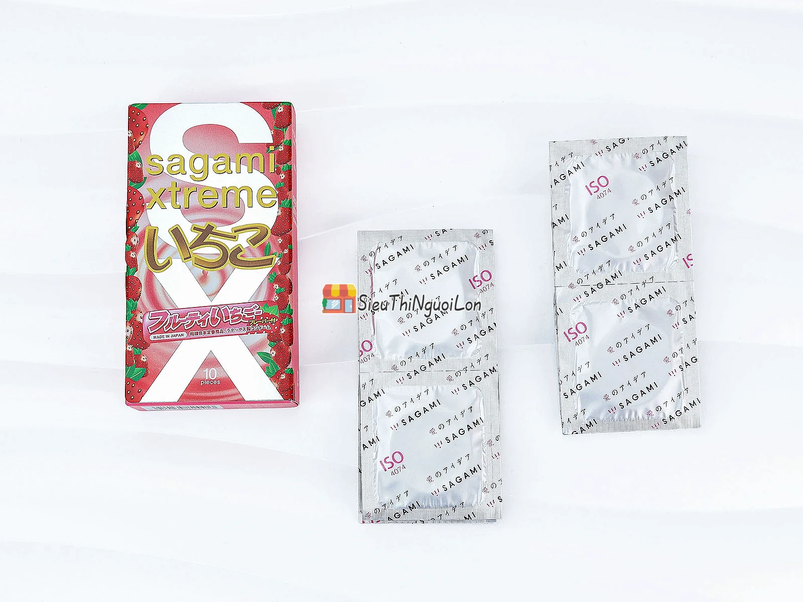 Bao cao su Sagami Xtreme Strawberry mỏng nhẹ tự nhiên, hương dâu ngọt ngào đầy quyến rũ