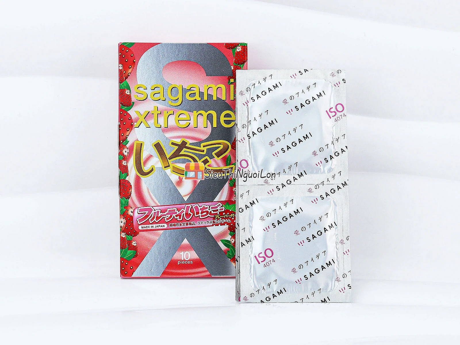 Bao cao su Sagami Xtreme Strawberry mỏng nhẹ tự nhiên, hương dâu ngọt ngào đầy quyến rũ