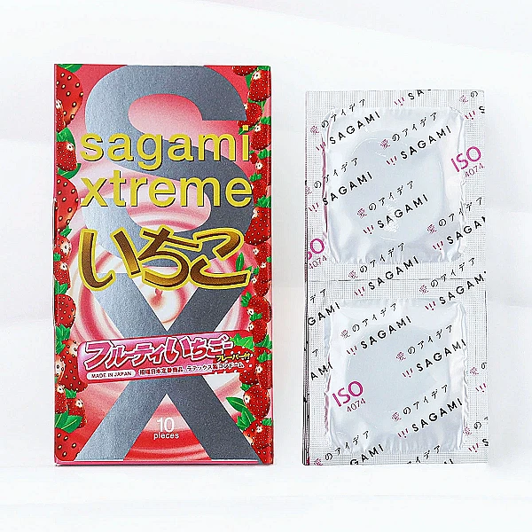 Bao cao su Sagami Xtreme Strawberry mỏng nhẹ tự nhiên, hương dâu ngọt ngào đầy quyến rũ