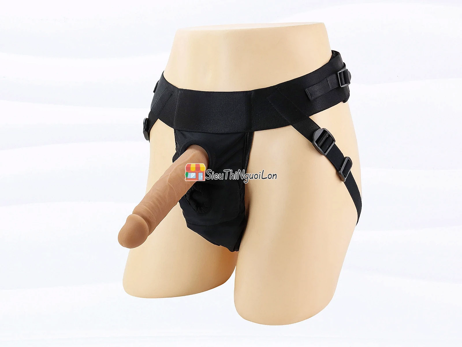 Quần dây đeo gắn 2 dương vật giả tùy ý