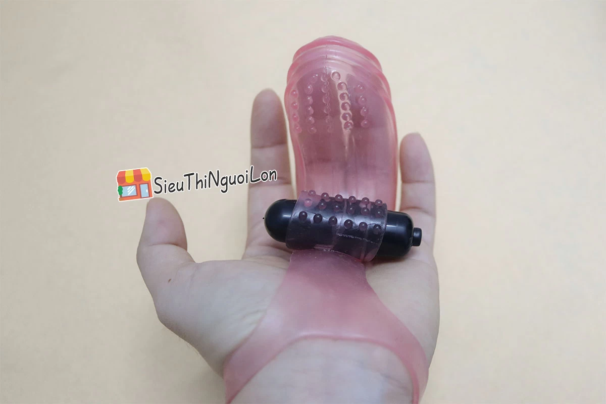 Bao silicone có rung đeo ngón tay kích thích vùng kín