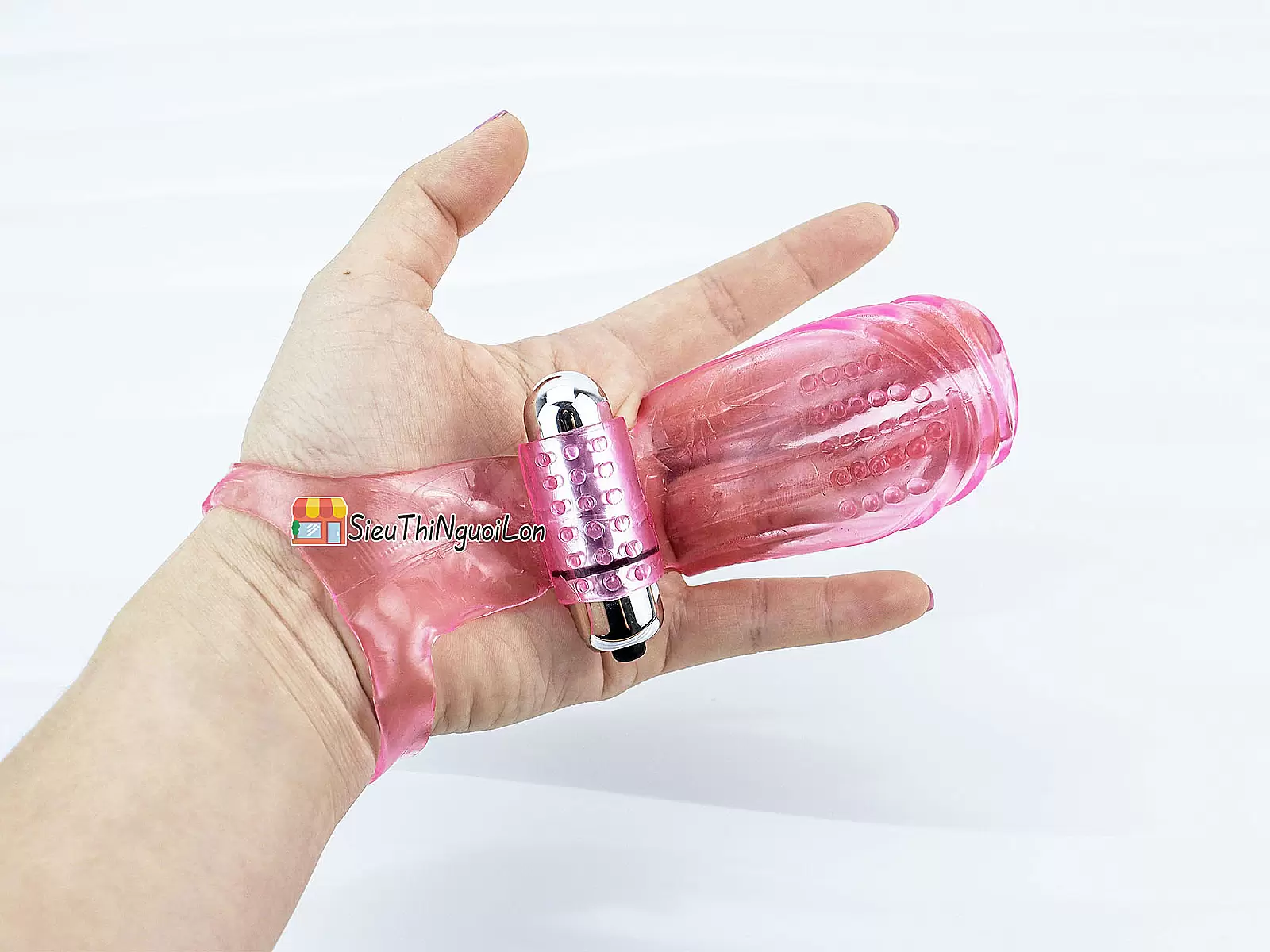 Bao silicone có rung đeo ngón tay kích thích vùng kín
