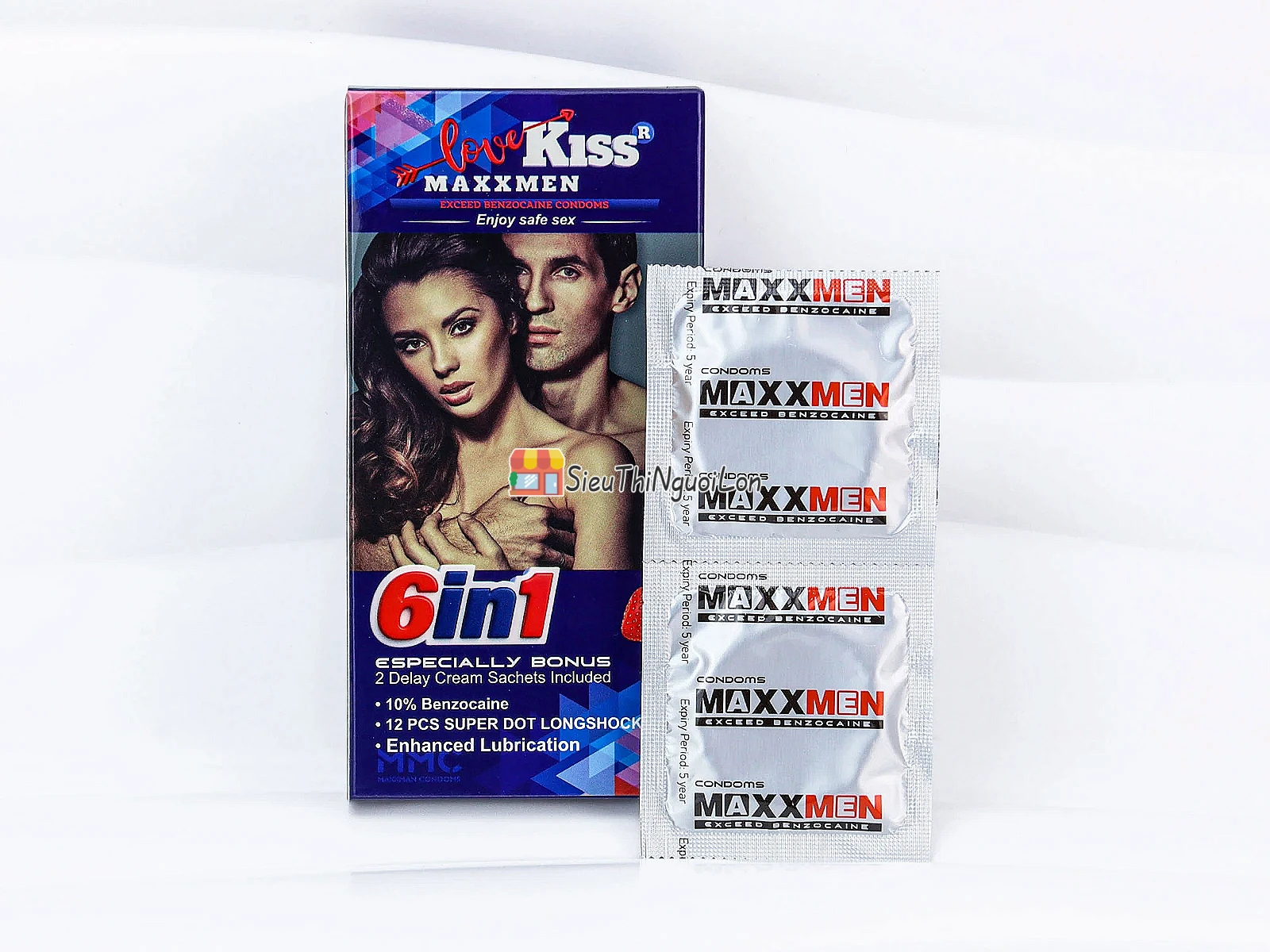 Bao Cao Su Love Kiss MaxxMen 6in1 kéo dài thời gian, gân gai cực kích thích