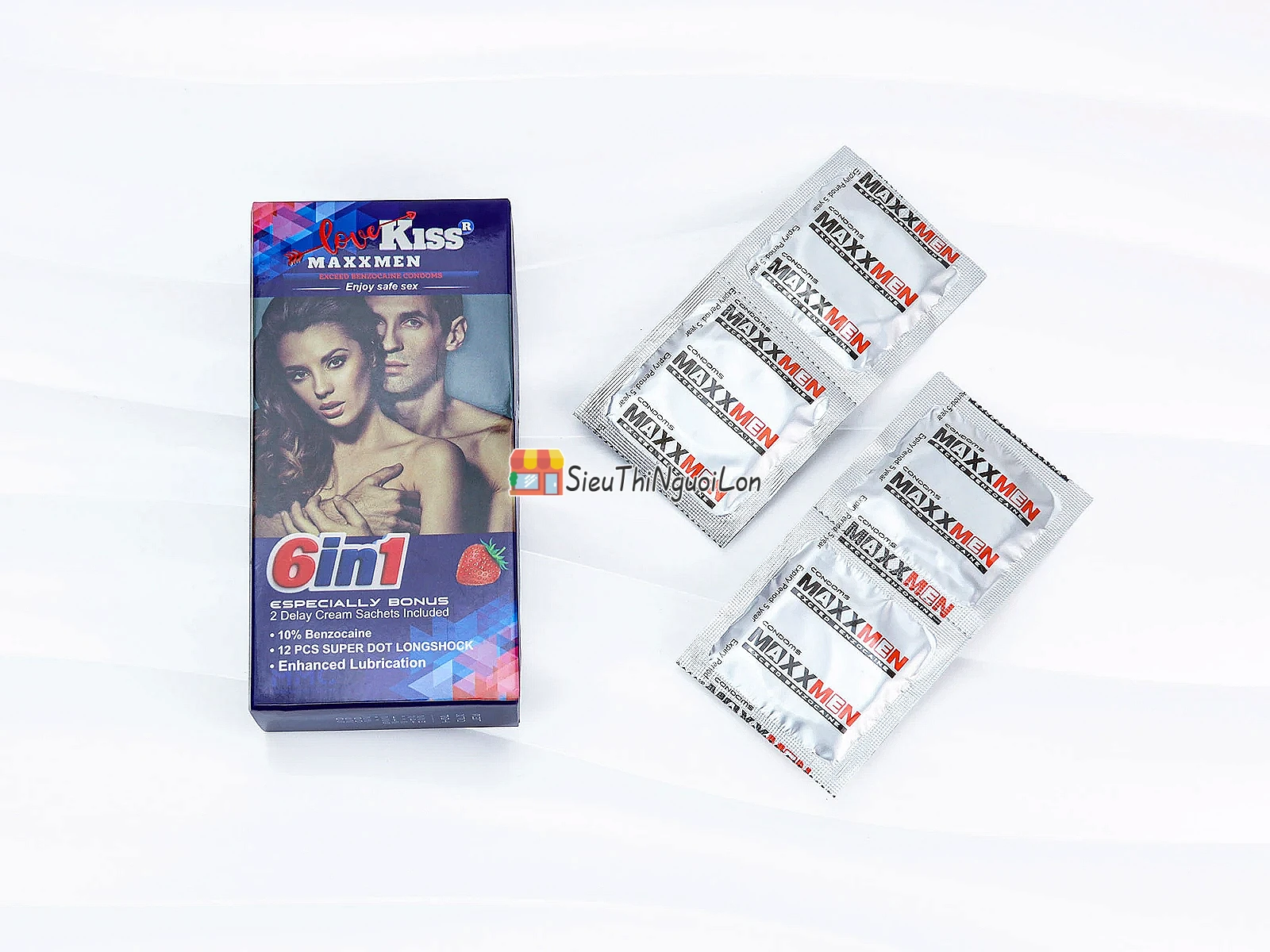 Bao Cao Su Love Kiss MaxxMen 6in1 kéo dài thời gian, gân gai cực kích thích