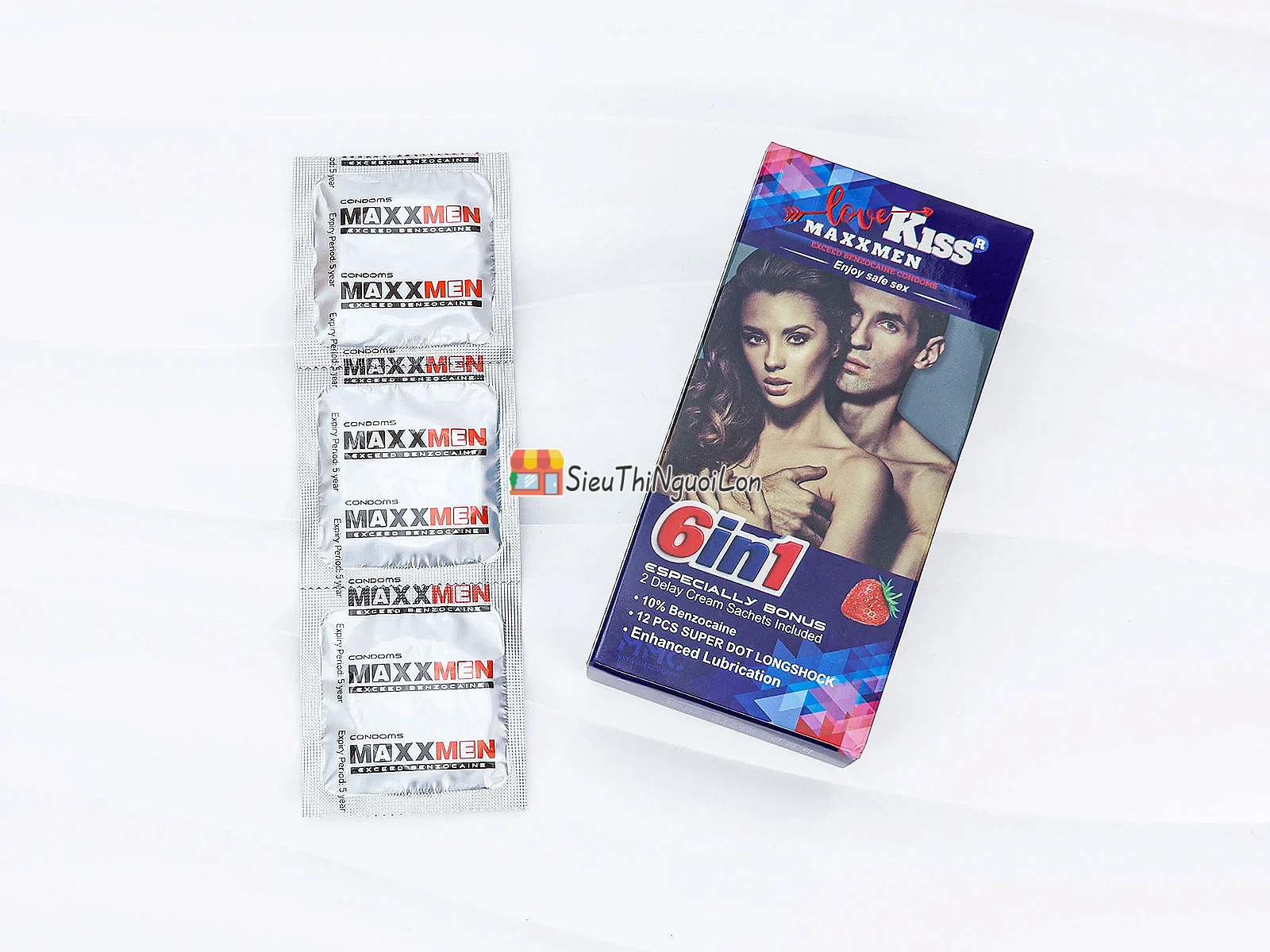 Bao Cao Su Love Kiss MaxxMen 6in1 kéo dài thời gian, gân gai cực kích thích