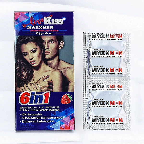 Bao Cao Su Love Kiss MaxxMen 6in1 kéo dài thời gian, gân gai cực kích thích