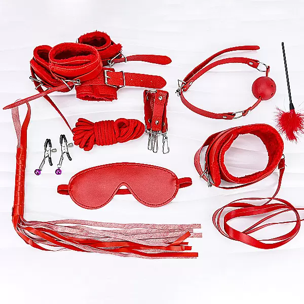 Bộ đồ chơi bạo dâm 10 món màu đỏ quyến rũ kích thích màn dạo đầu