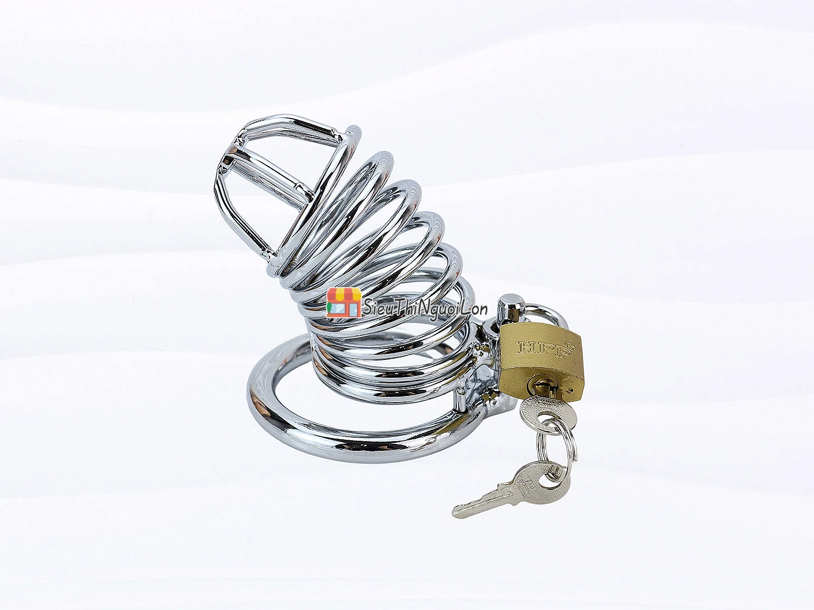 Dụng cụ bạo dâm khóa dương vật inox thiết kế lồng kim loại kèm ổ khoá