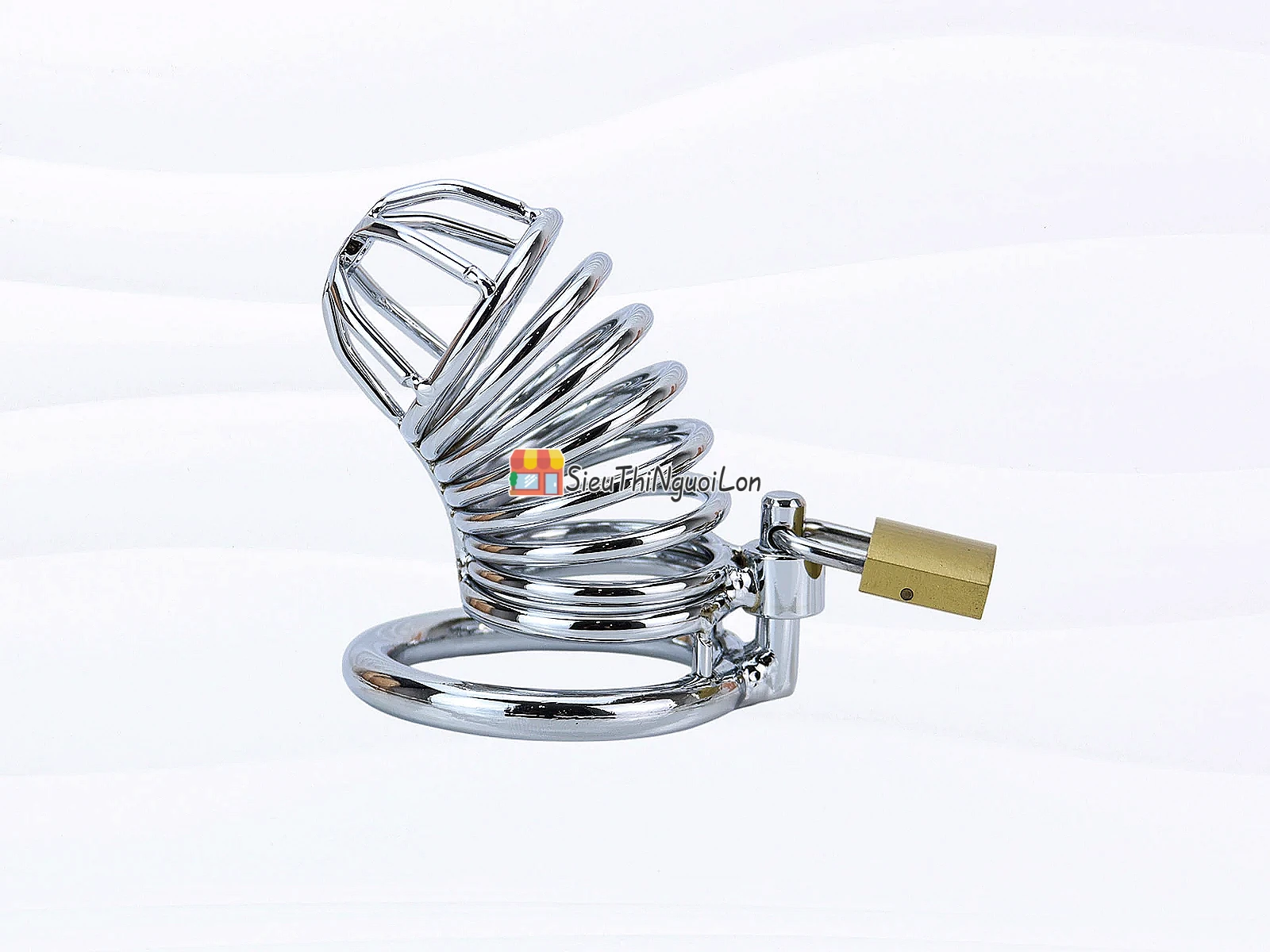 Dụng cụ bạo dâm khóa dương vật inox thiết kế lồng kim loại kèm ổ khoá