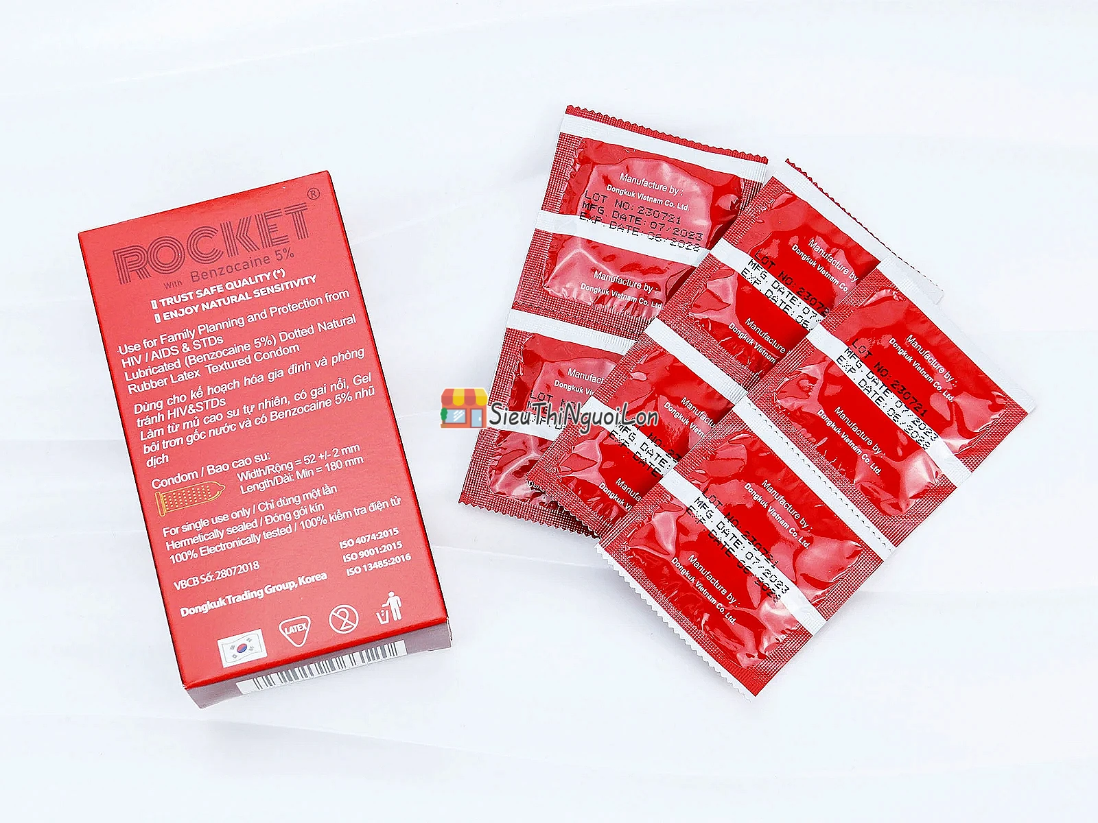 Bao cao su Rocket with Benzocaine 5% gai nổi, kéo dài thời gian quan hệ
