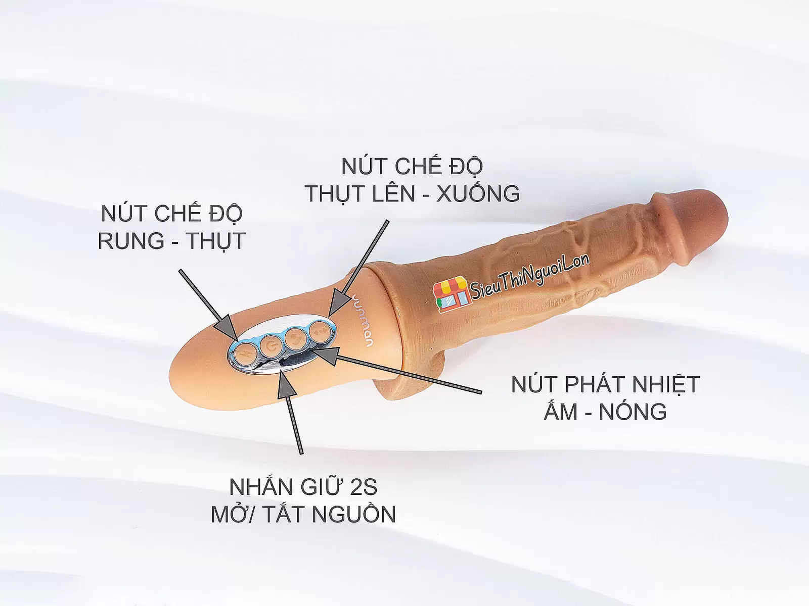 Dương vật giả Intense rung thụt, phát nhiệt 42 độ