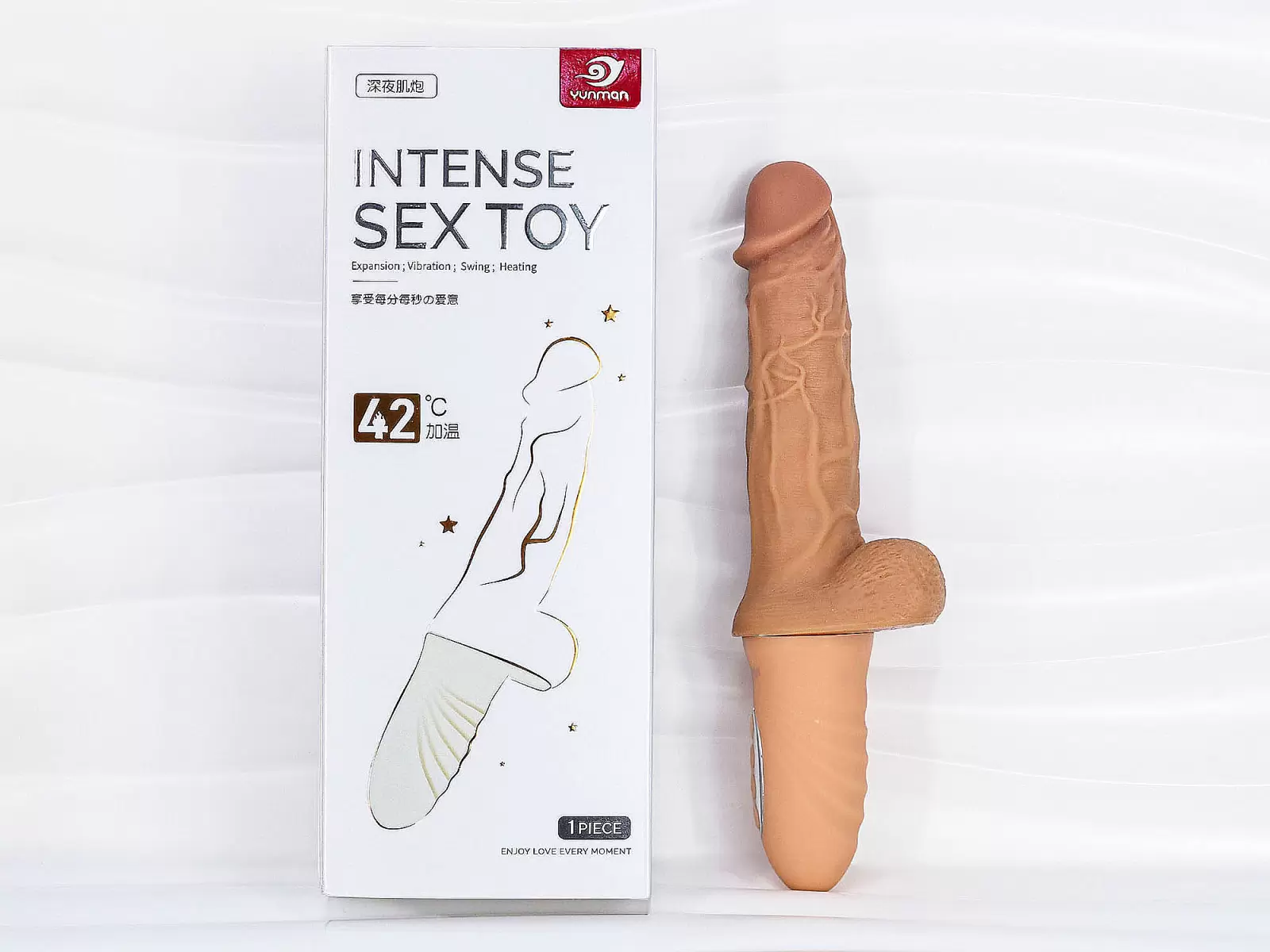 Dương vật giả Intense rung thụt, phát nhiệt 42 độ