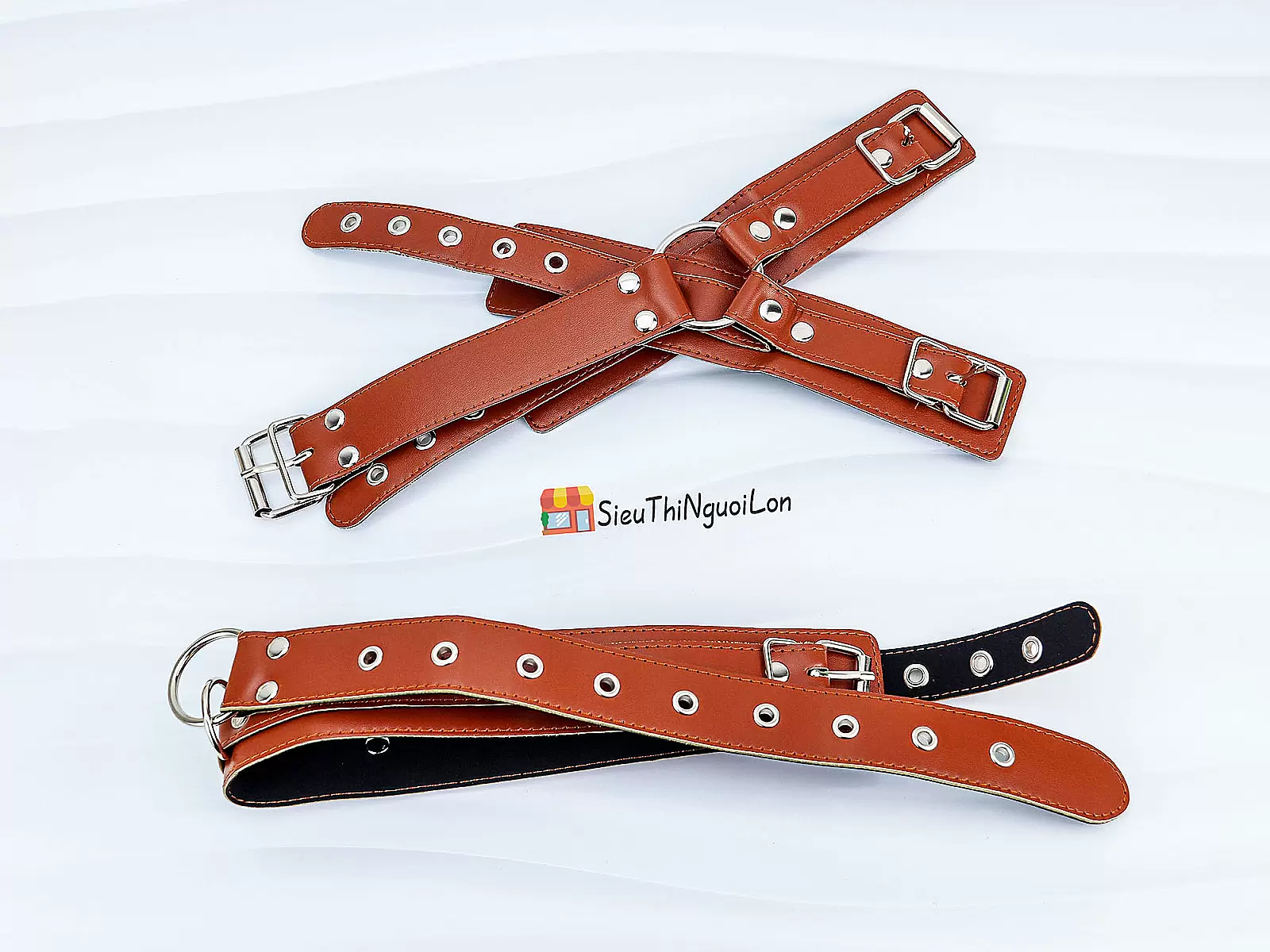 Đồ chơi bạo dâm khóa cổ còng tay da cao cấp