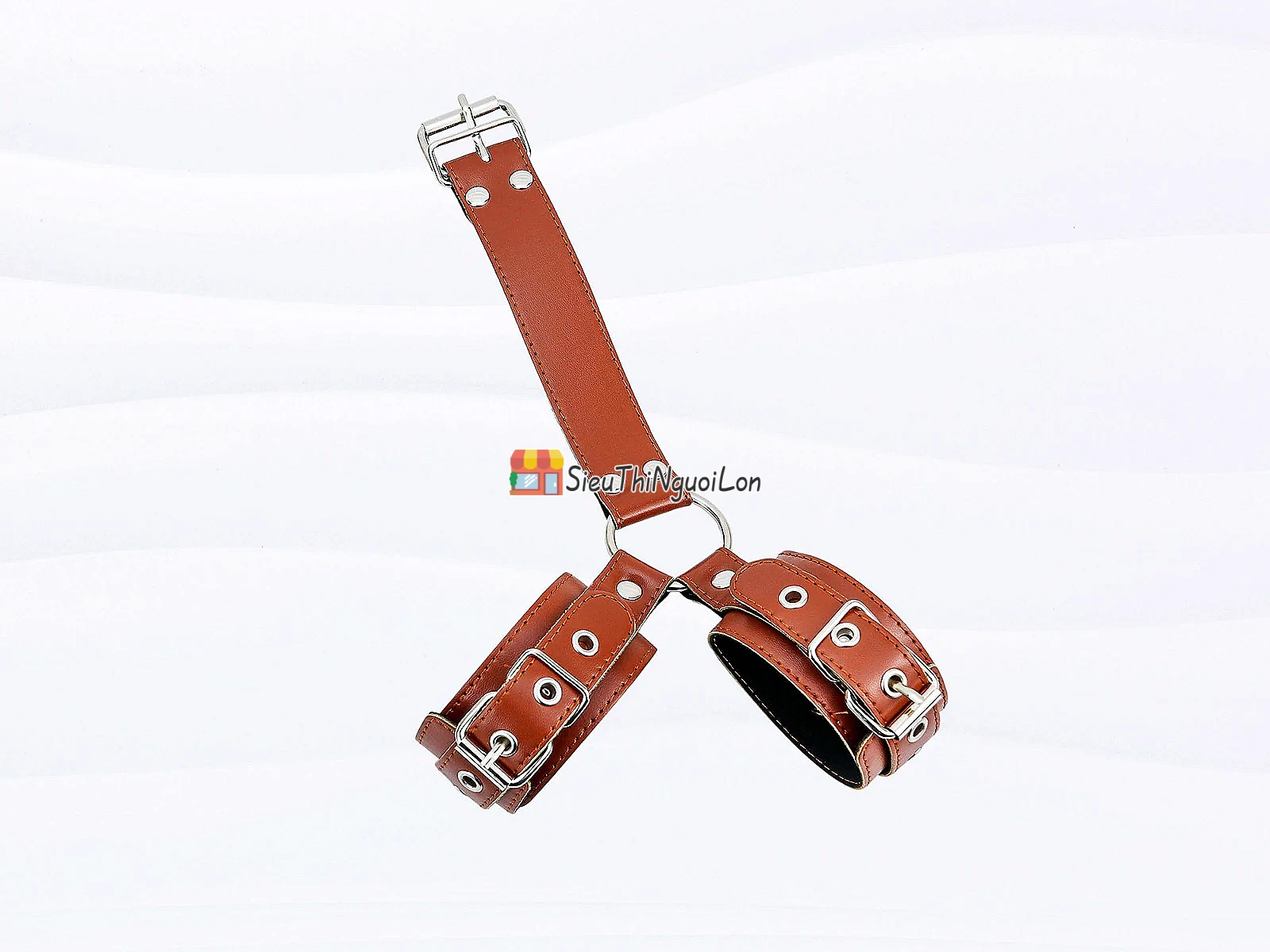 Đồ chơi bạo dâm khóa cổ còng tay da cao cấp
