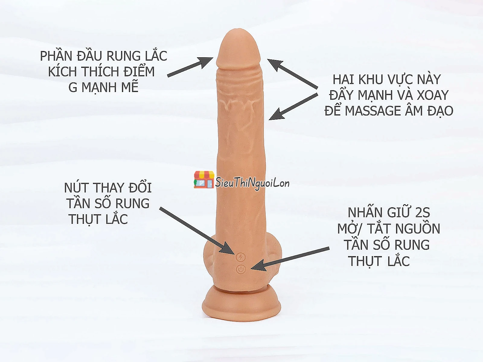 Dương vật giả có đế Knight Tornado rung thụt lắc