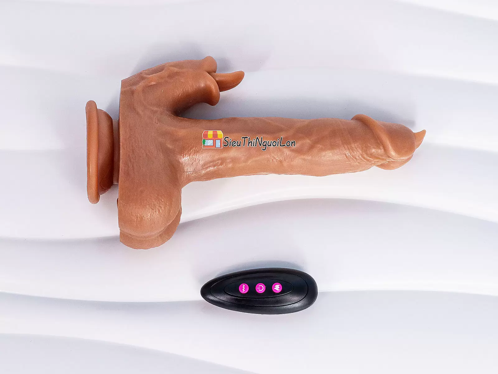 Dương vật giả có đế Dildo đầu và nhánh lưỡi liếm kèm điều khiển từ xa