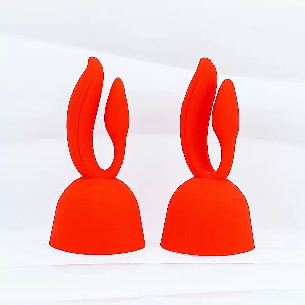 Đầu phụ máy massage 2 nhánh tai thỏ màu đỏ