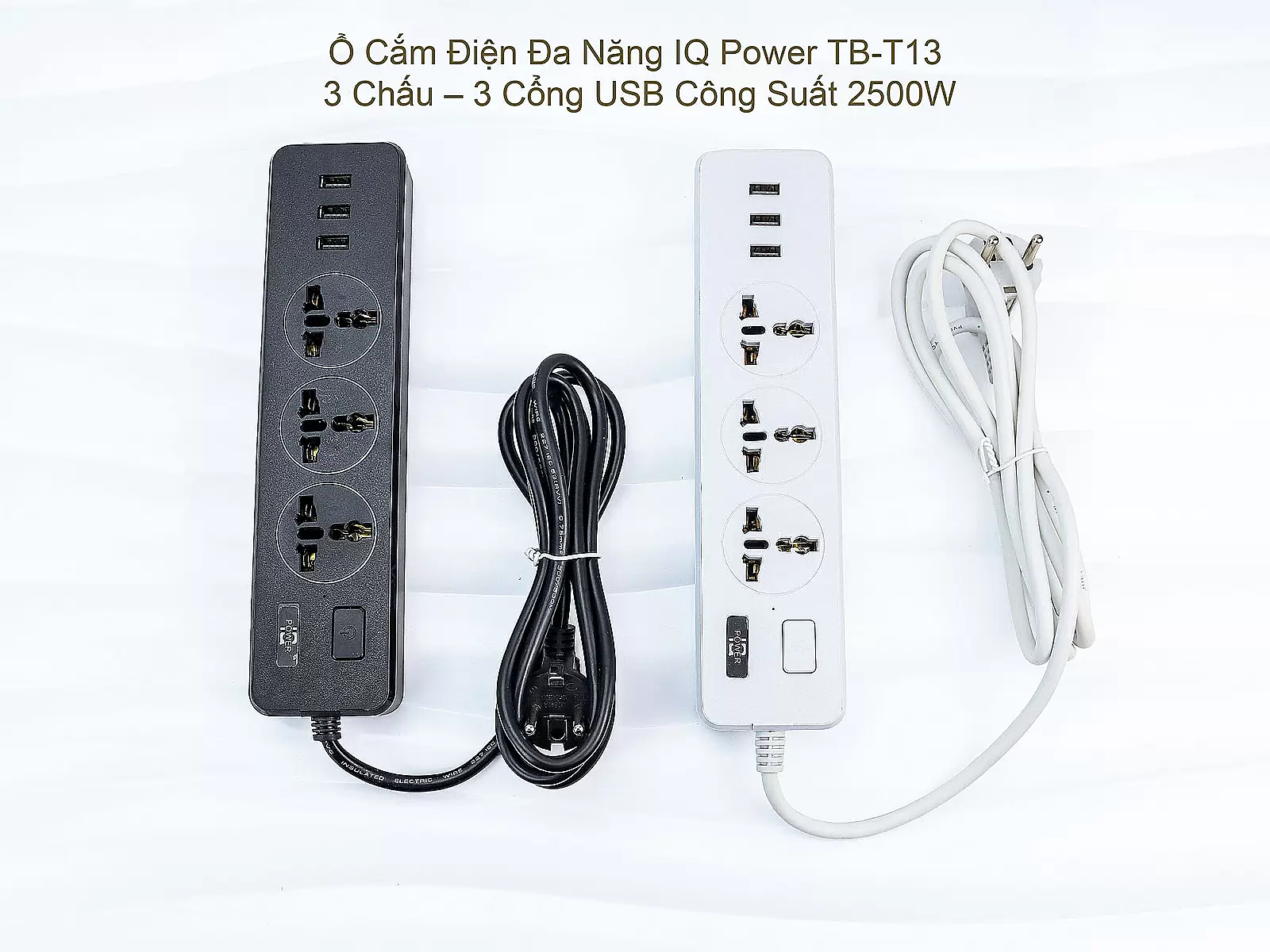 Ổ Cắm Điện IQ Power TB-T13 3 Chấu – 3 Cổng USB Công Suất 2500W