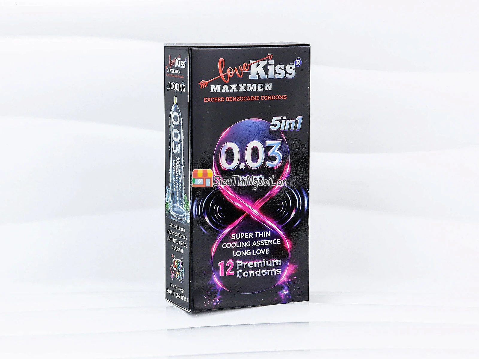 Bao cao su Love Kiss MaxxMen 0.03mm 5in1 siêu mỏng, mát lạnh, kéo dài cuộc yêu