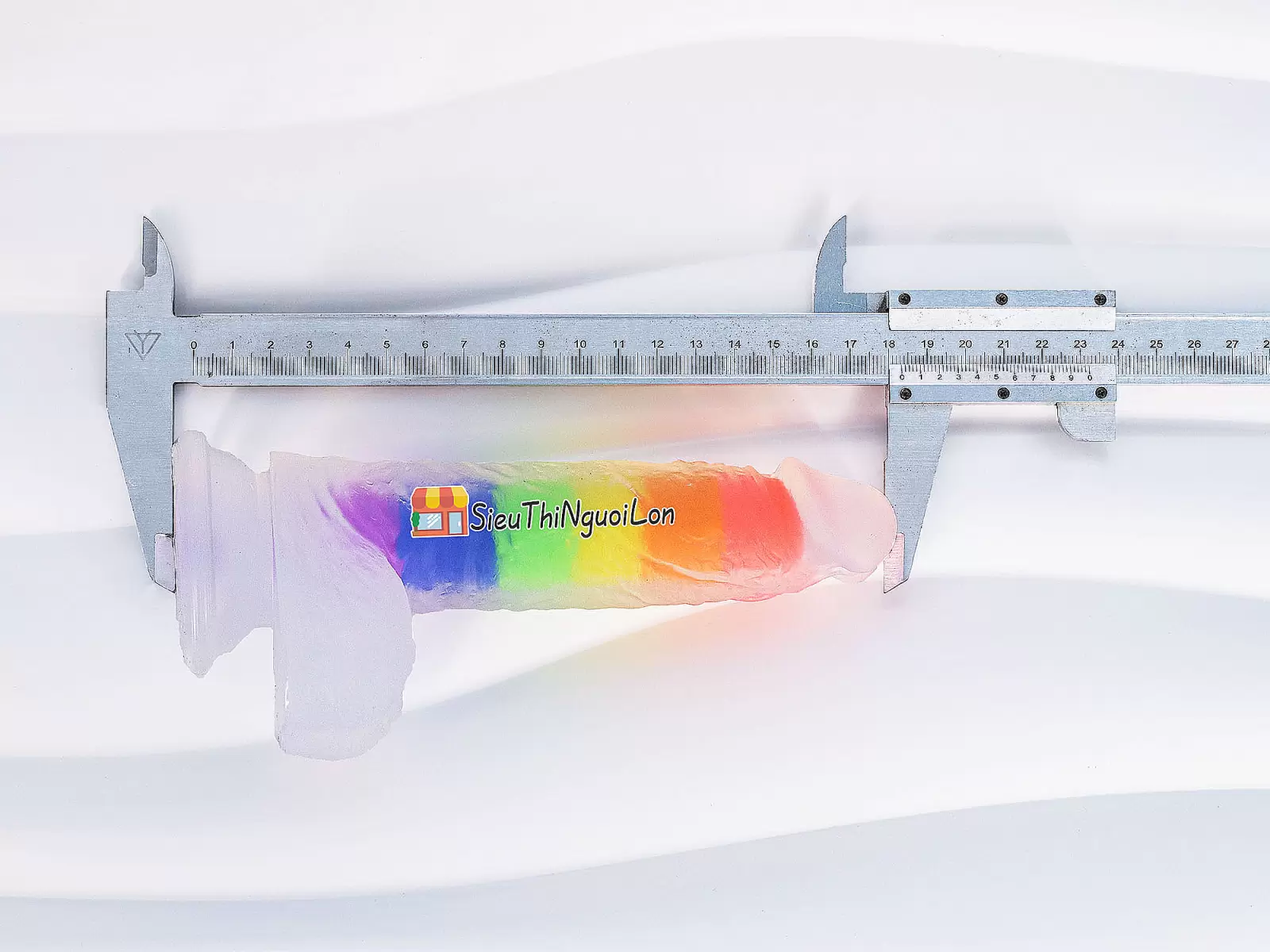Dương vật giả có đế Jelly Dildo trong suốt 7 sắc màu cầu vồng