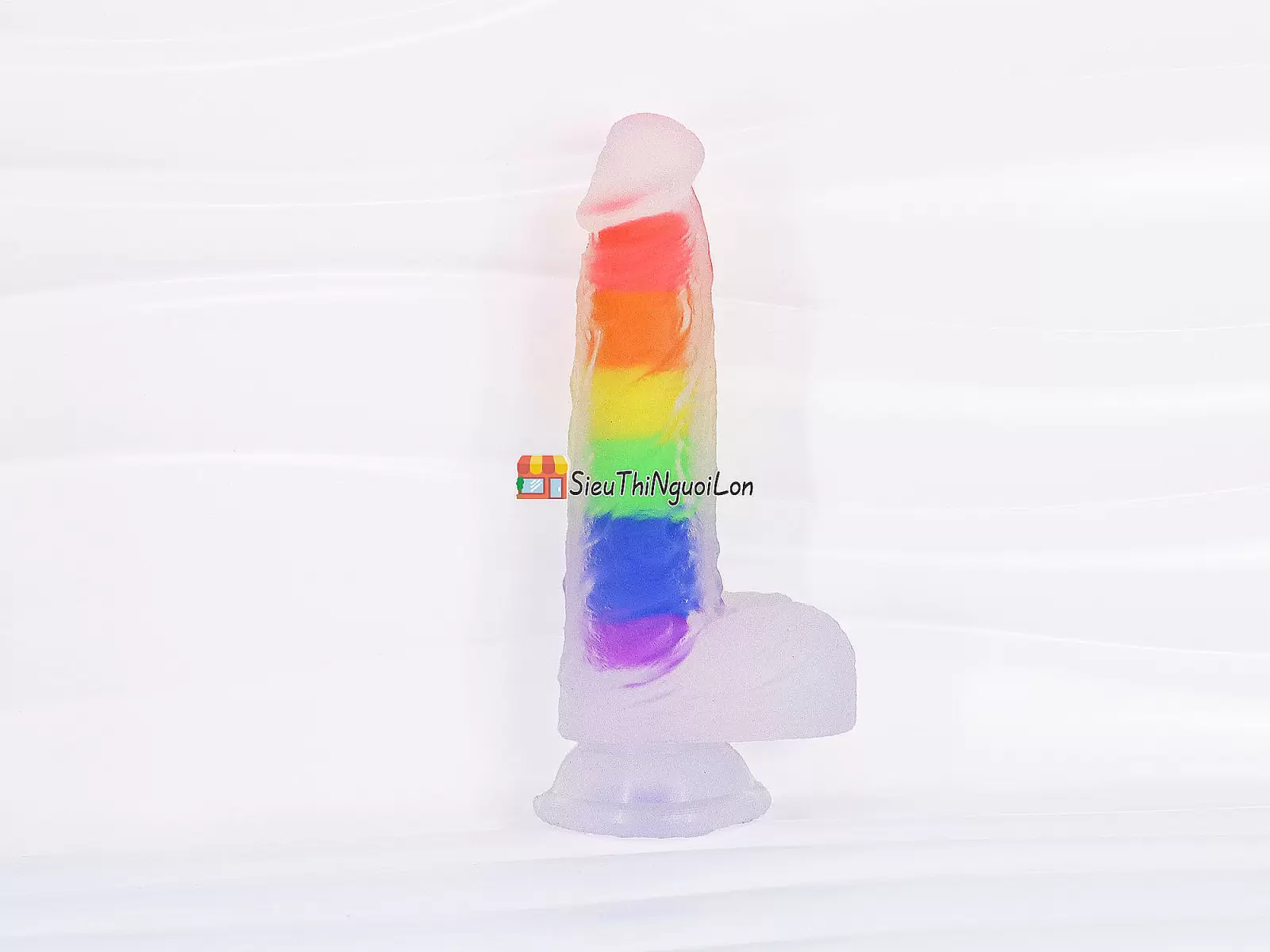 Dương vật giả có đế Jelly Dildo trong suốt 7 sắc màu cầu vồng